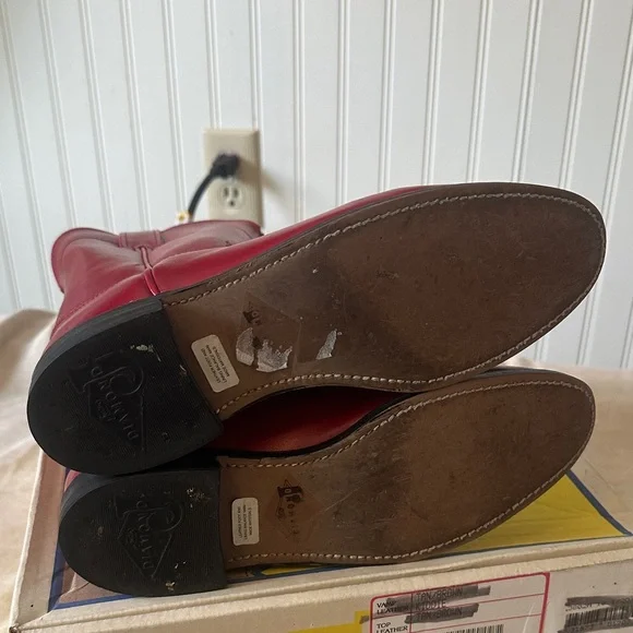 Justin Red Leather Women's Boots - Picture 6 of 7